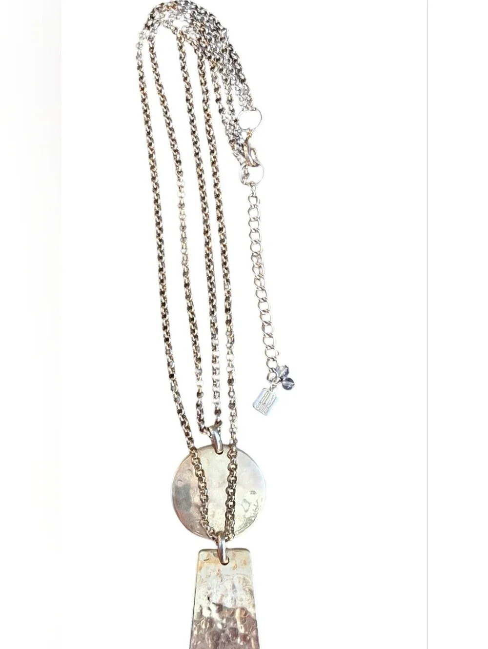 RLM Soho Robert Lee Morris Layered Hammered Pendant Necklace Gold Tone